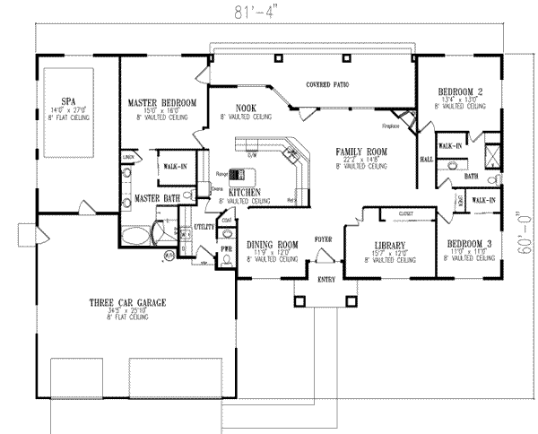 Adobe / Southwestern Floor Plan - Main Floor Plan #1-640