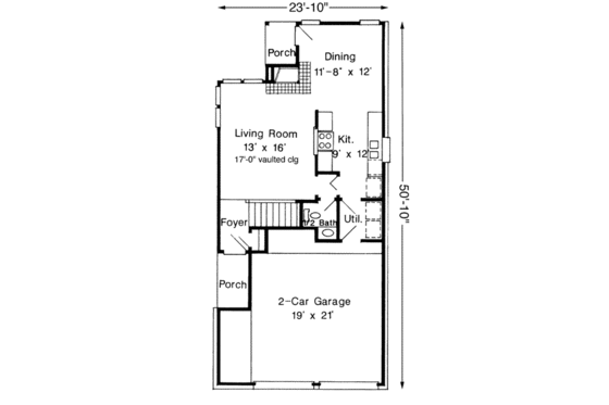 Floor Plan - Main Floor for Traditional House Plan #410-254 - 3 bed, 2.5 bath
