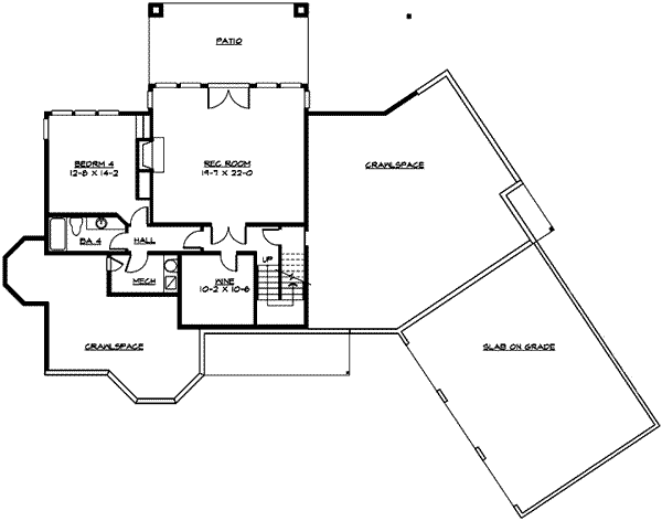 Craftsman Floor Plan - Lower Floor Plan #132-184
