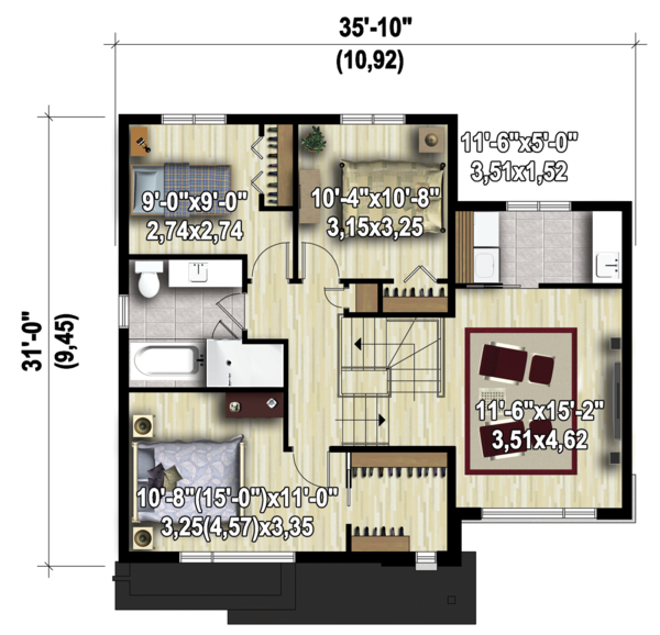 Contemporary Floor Plan - Upper Floor Plan #25-4561