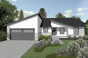 House Blueprint - Contemporary Exterior - Front Elevation Plan #20-2587