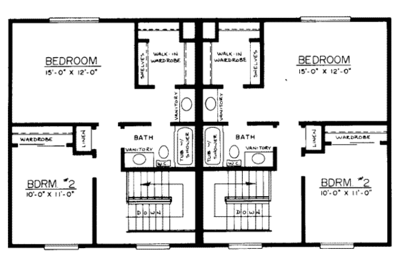 Floor Plan - Upper Floor for Modern House Plan #303-196 - 2 bed, 1.5 bath