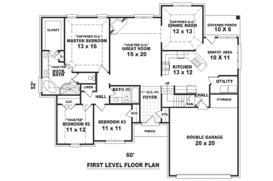 Floor Plan - Main Floor for Traditional House Plan #81-295 - 3 bed, 2 bath
