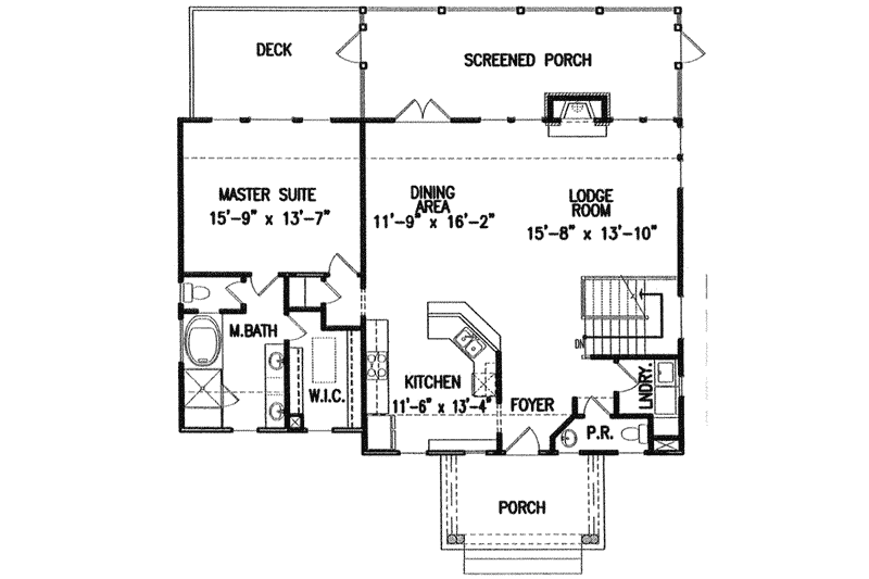 House Plan Design - Floor Plan - Main Floor for Country House Plan #54-106 - 3 bed, 2.5 bath