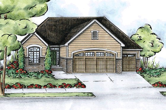Exterior - Front Elevation for Traditional House Plan #20-2116 - 2 bed, 2 bath