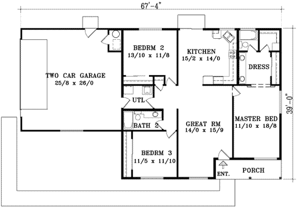 Ranch Floor Plan - Main Floor Plan #1-1277