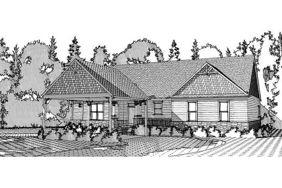 Exterior - Rear Elevation for Craftsman House Plan #63-372 - 4 bed, 3 bath