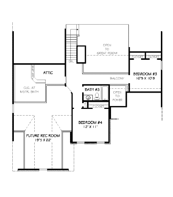 Traditional Floor Plan - Upper Floor Plan #424-48