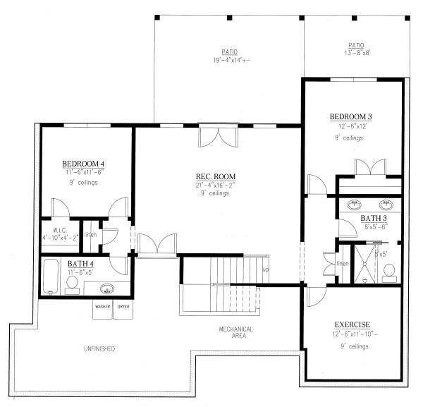 Architectural House Design - Craftsman Floor Plan - Lower Floor Plan #437-114