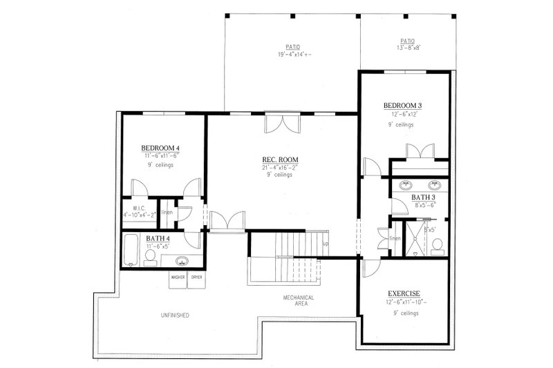 Architectural House Design - Floor Plan - Lower Floor for Craftsman House Plan #437-114 - 4 bed, 4 bath