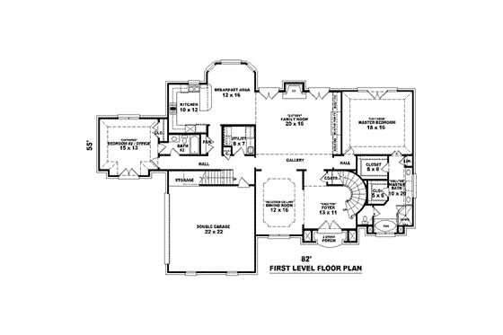 Floor Plan - Main Floor for European House Plan #81-1603 - 3 bed, 3 bath