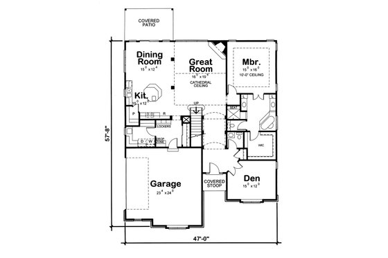 Floor Plan - Main Floor for Craftsman House Plan #20-2243 - 4 bed, 3.5 bath