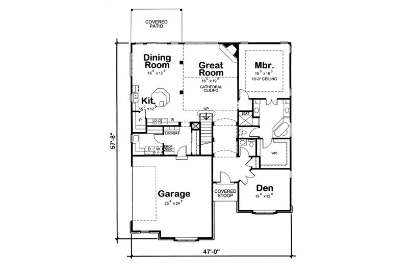 House Blueprint - Floor Plan - Main Floor for Craftsman House Plan #20-2243 - 4 bed, 3.5 bath