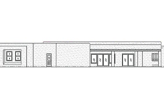 Exterior - Rear Elevation for Adobe / Southwestern House Plan #24-214 - 3 bed, 3.5 bath