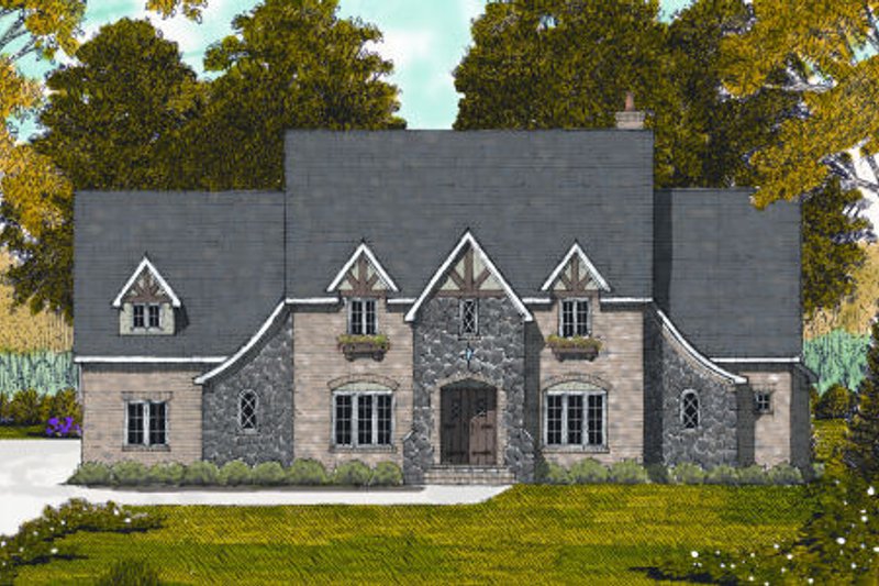 House Design - Tudor Exterior - Front Elevation Plan #413-811