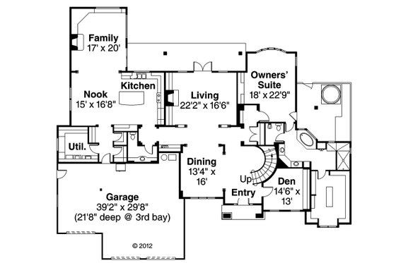 Floor Plan - Main Floor for European House Plan #124-461 - 4 bed, 3.5 bath
