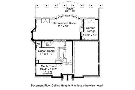 Floor Plan - Lower Floor for European House Plan #119-341 - 4 bed, 4 bath