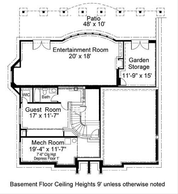 Architectural House Design - European Floor Plan - Lower Floor Plan #119-341
