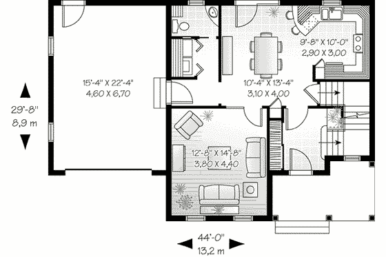 Floor Plan - Main Floor for Country House Plan #23-581 - 3 bed, 1.5 bath