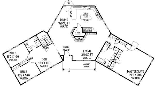 Modern Floor Plan - Main Floor Plan #60-621