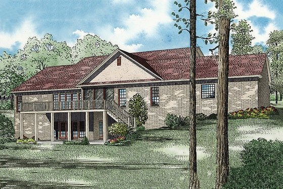 Exterior - Rear Elevation for European House Plan #17-2509 - 5 bed, 3 bath
