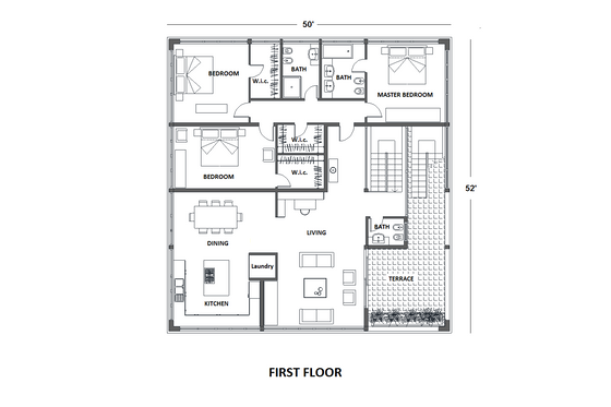 Floor Plan - Main Floor for Modern House Plan #542-17 - 3 bed, 3 bath