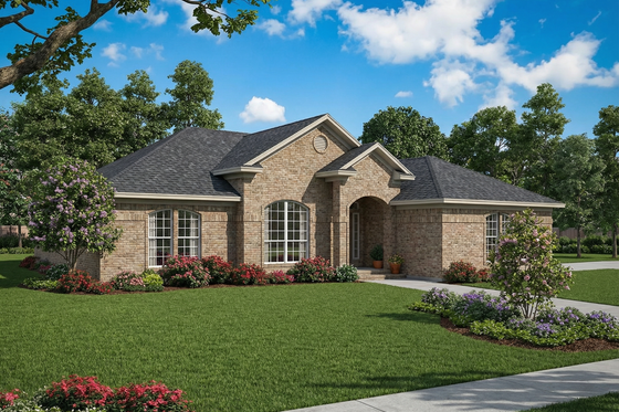 Exterior - Front Elevation 3 for European House Plan #17-2140 - 3 bed, 2 bath