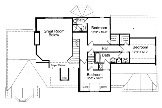 Floor Plan - Upper Floor for Country House Plan #46-428 - 4 bed, 3.5 bath