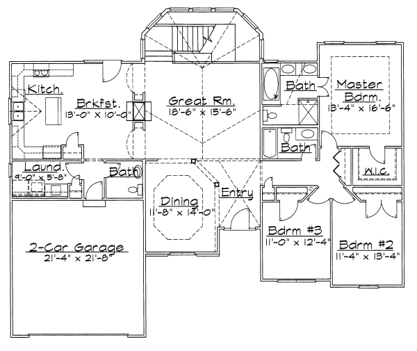 House Plan Design - Traditional Floor Plan - Main Floor Plan #31-130