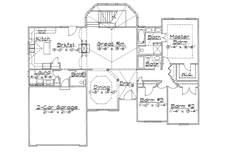 Home Plan - Floor Plan - Main Floor for Traditional House Plan #31-130 - 4 bed, 3.5 bath