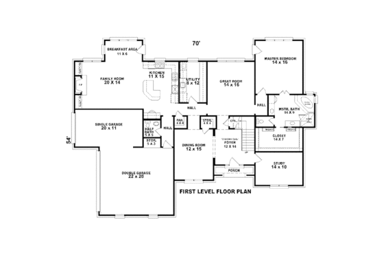 Floor Plan - Main Floor for European House Plan #81-13830 - 3 bed, 2.5 bath