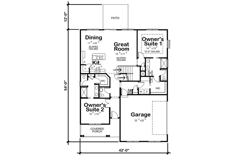 Dream House Plan - Floor Plan - Main Floor for Farmhouse House Plan #20-2411 - 4 bed, 3.5 bath