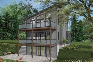 Exterior - Rear Elevation 3 for Contemporary House Plan #23-2660 - 2 bed, 1 bath