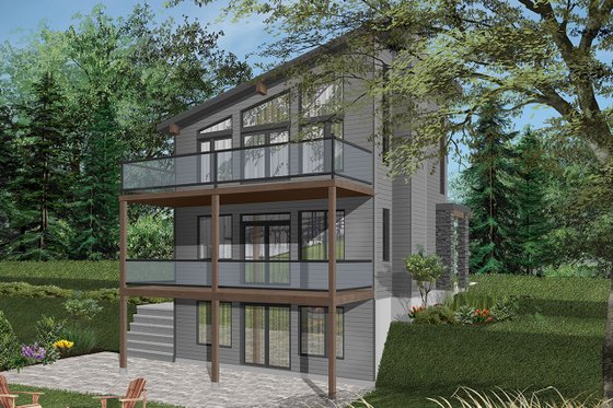 Exterior - Rear Elevation 3 for Contemporary House Plan #23-2660 - 2 bed, 1 bath