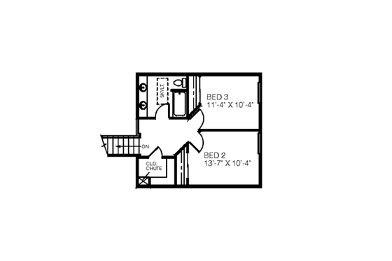 Floor Plan - Upper Floor for Traditional House Plan #60-181 - 3 bed, 2.5 bath