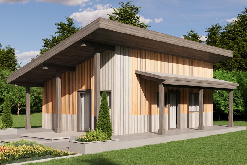 Contemporary Style House Plan - 1 Beds 1 Baths 593 Sq/Ft Plan #1106-183 Exterior