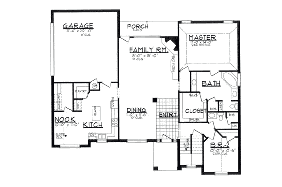 Floor Plan - Main Floor for Traditional House Plan #62-116 - 4 bed, 3 bath