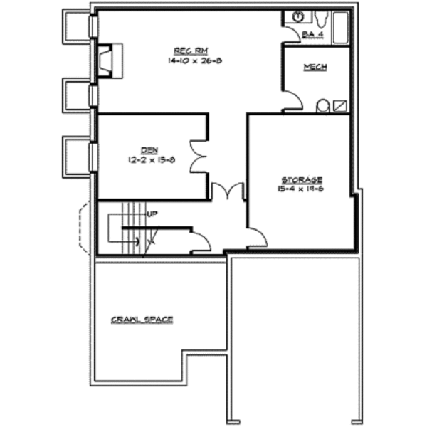 Craftsman Floor Plan - Lower Floor Plan #132-131