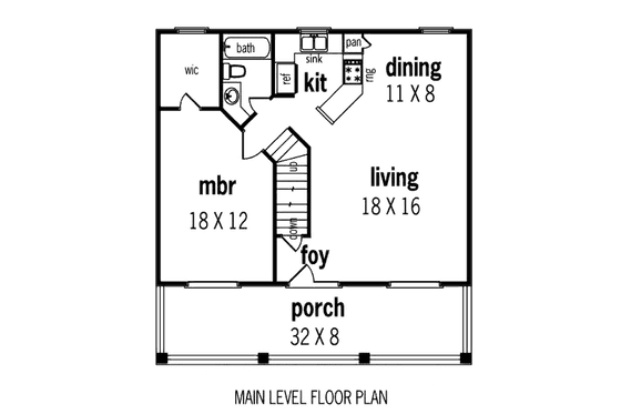 Floor Plan - Main Floor for Cottage House Plan #45-354 - 3 bed, 3 bath