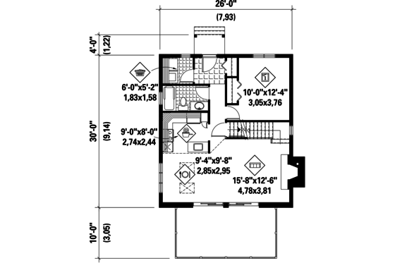 Floor Plan - Main Floor for Cabin House Plan #25-4311 - 3 bed, 1 bath