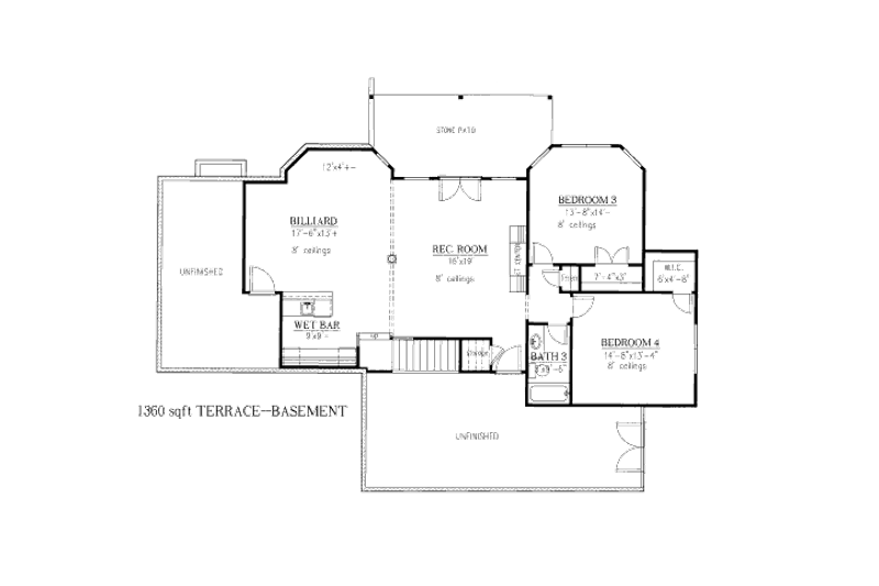 Home Plan - Floor Plan - Lower Floor for Country House Plan #437-40 - 4 bed, 3.5 bath
