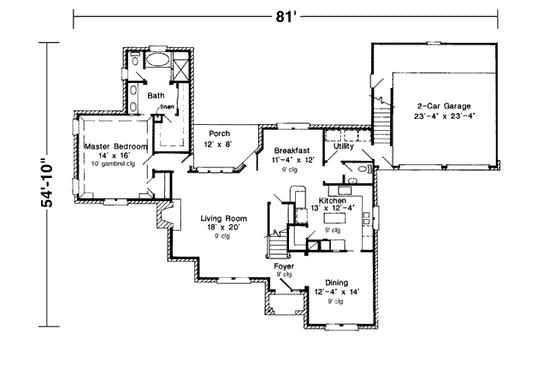Floor Plan - Main Floor for European House Plan #410-409 - 5 bed, 4.5 bath