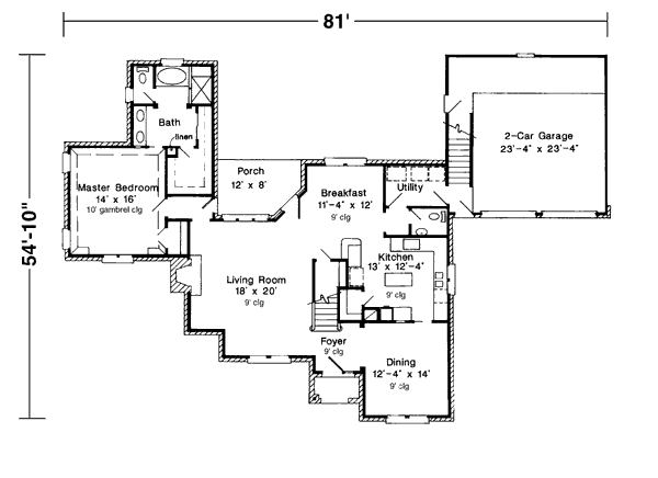 Dream House Plan - European Floor Plan - Main Floor Plan #410-409