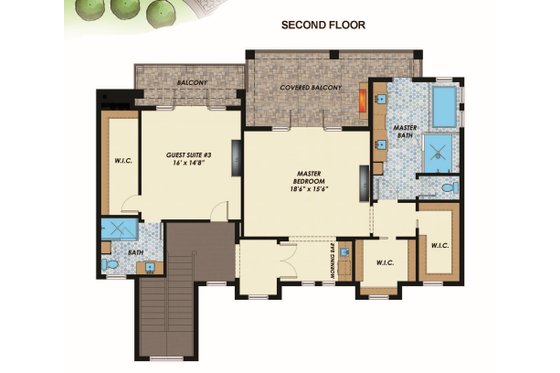 Floor Plan - Upper Floor for Contemporary House Plan #548-57 - 5 bed, 5 bath