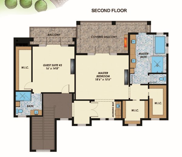 Contemporary Floor Plan - Upper Floor Plan #548-57