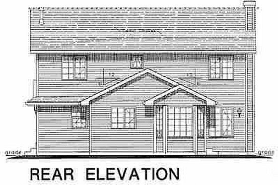 Exterior - Rear Elevation for Traditional House Plan #18-279 - 4 bed, 3 bath