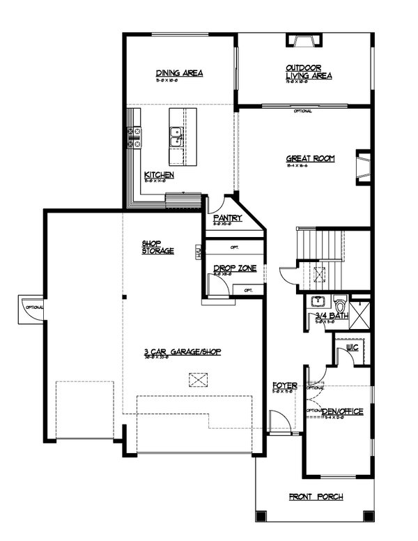 Home Plan - Farmhouse Floor Plan - Main Floor Plan #569-88