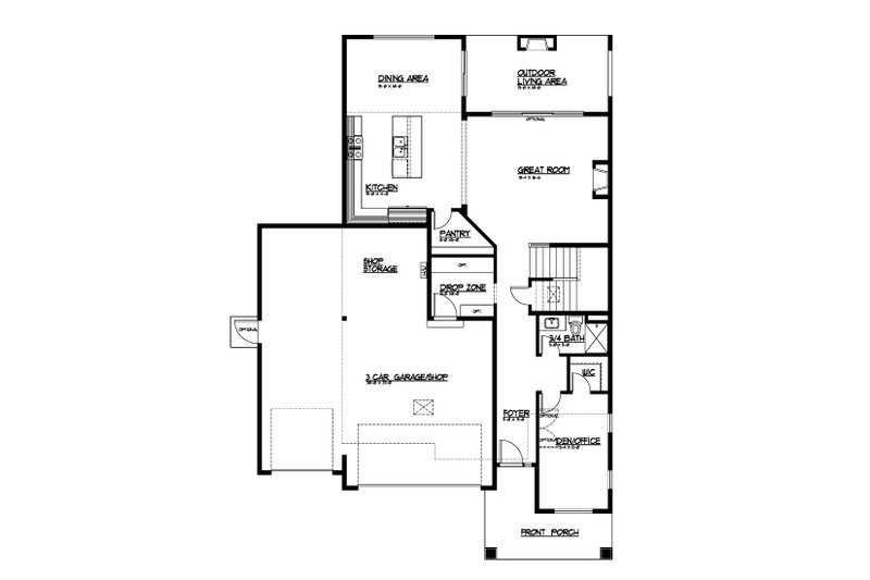 House Blueprint - Floor Plan - Main Floor for Farmhouse House Plan #569-88 - 4 bed, 3 bath