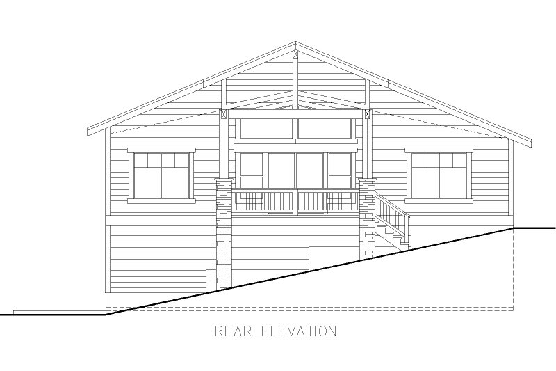 Architectural House Design - Exterior - Rear Elevation for Craftsman House Plan #117-1048 - 3 bed, 3 bath