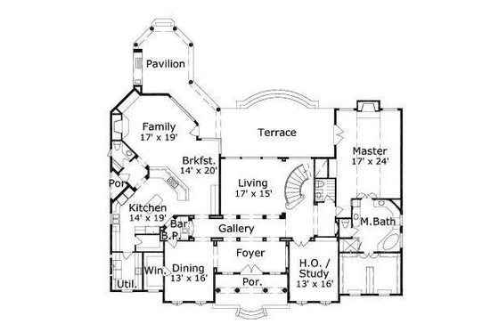 Floor Plan - Main Floor for Colonial House Plan #411-355 - 3 bed, 3.5 bath